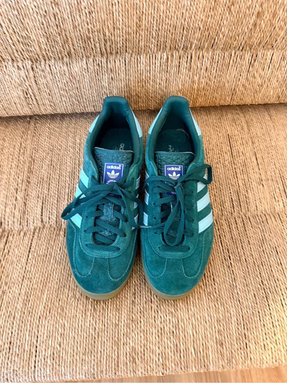 adidas Green Suede Sneakers with White Stripes